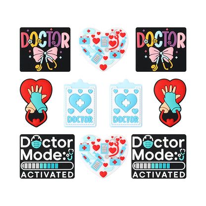 Silicone Focal Beads Doctor Medical Icons Bow Doctor 20pcs