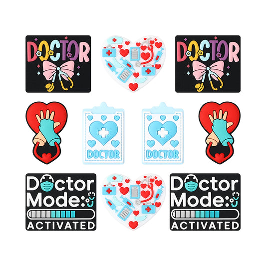 Silicone Focal Beads Doctor Medical Icons Bow Doctor 20pcs