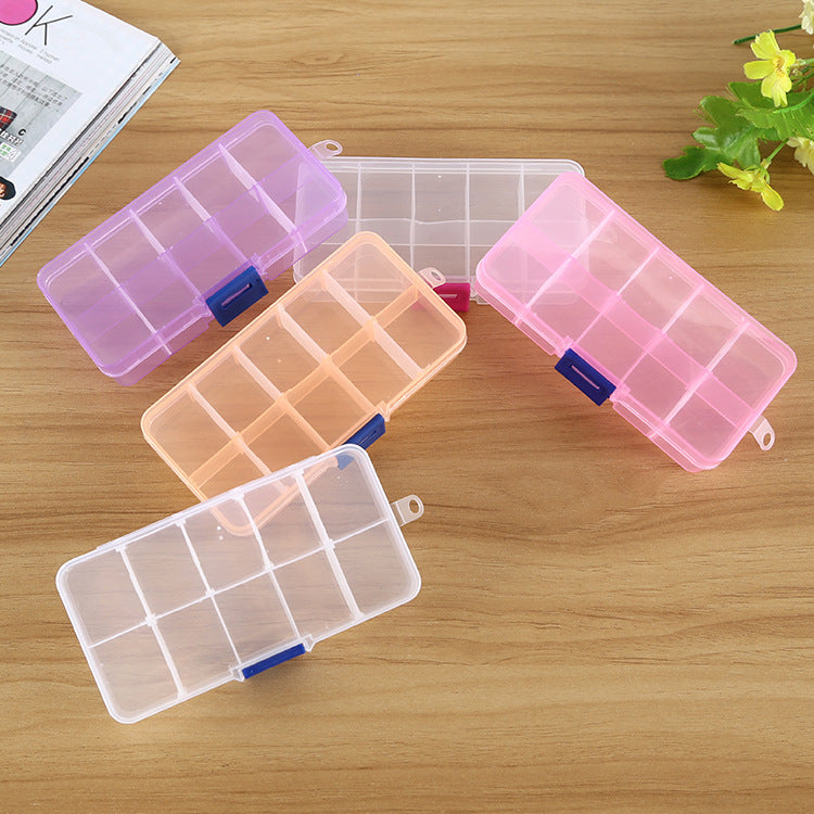 Plastic Organizer Boxes 12.8x6.5x2.1cm 10 Compartments Pastel Colors 4pcs