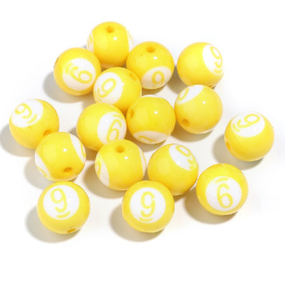 Colored Billiard Ball Round Acrylic Beads 16mm Glossy 10pcs 14