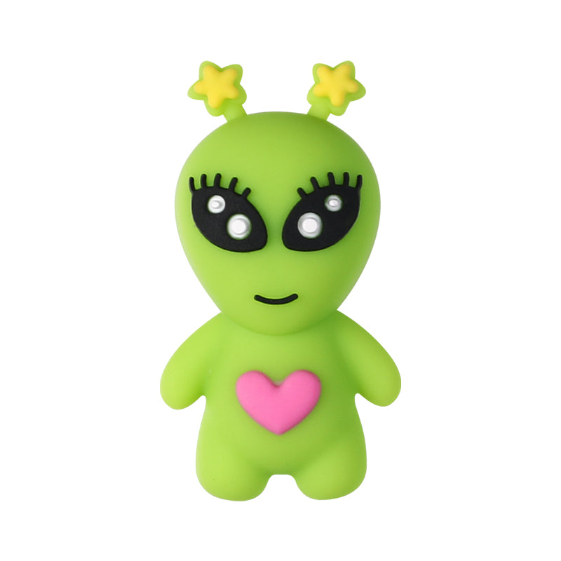 Silicone 3D Focal Beads Alien Bigfoot Green Alien Head 20pcs 10