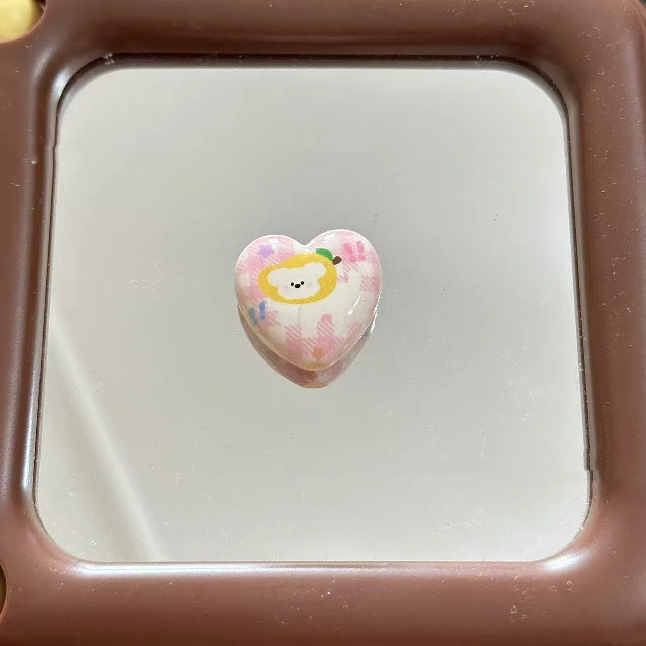 Painted Heart Acrylic Beads 25mm Westie Wearing Fruit Headgear 10pcs 5