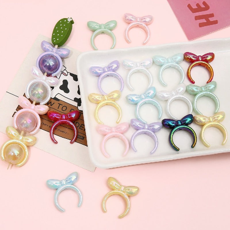 Painted Bow Tie Acrylic Beads 25x27mm Glossy Colors 8pcs 3
