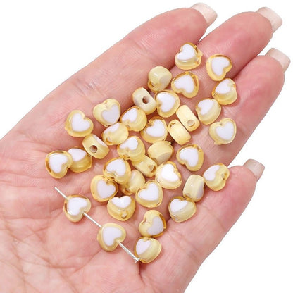 Makaron Heart Acrylic Beads 8x7mm Two Tone Translucent 60pcs 17