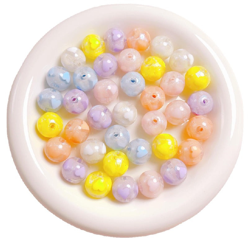 Candy Heart Acrylic Beads 16mm Glossy Colorful 10pcs 5
