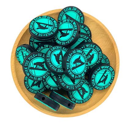 Silicone Focal Beads Lineman Climbing Utility Pole Circle Badge 20pcs 2