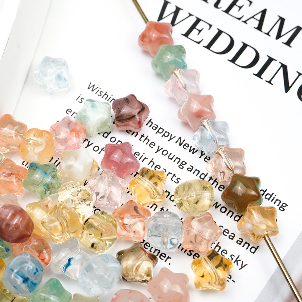 Vintage Transparent Star Acrylic Beads 12mm Imitation Agate 100pcs 4
