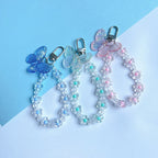Acrylic Flower Laser Butterfly Beaded Keychain Translucent Colorful 3
