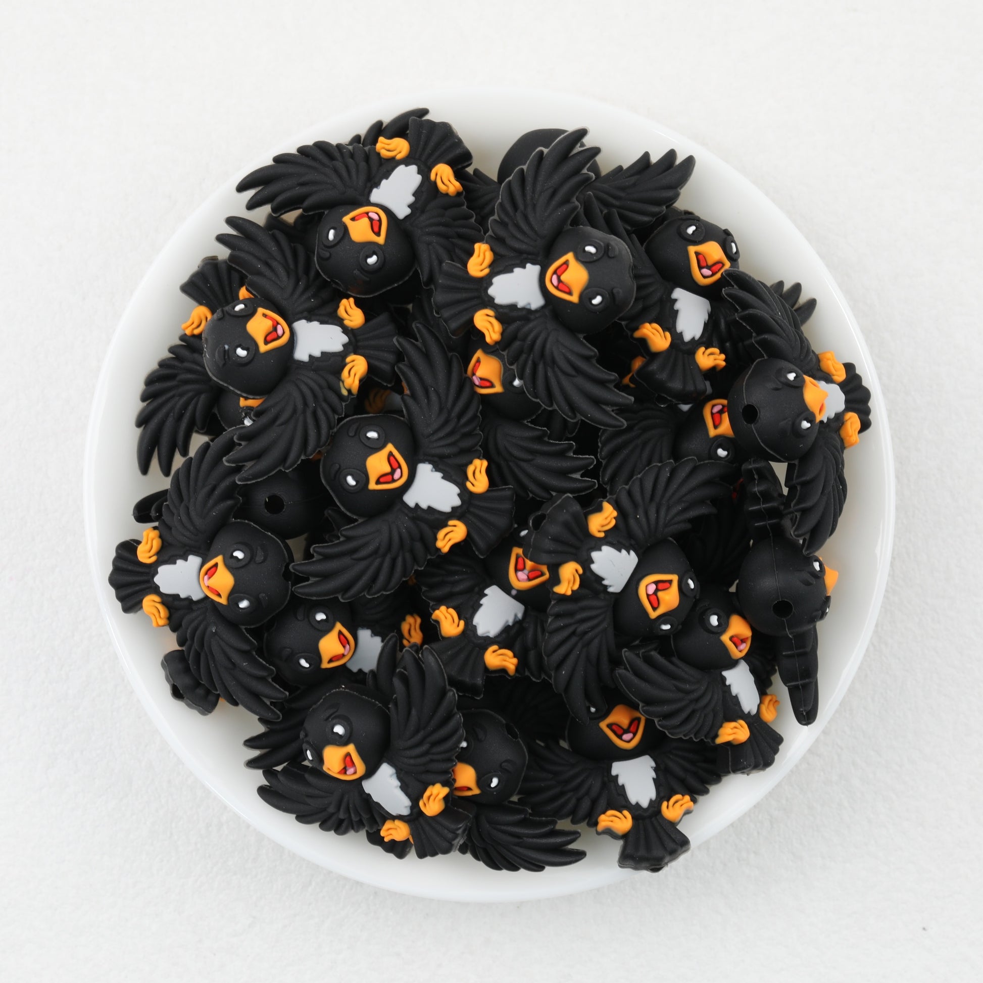Black 3D Flying Bird Silicone Focal Beads 20pcs