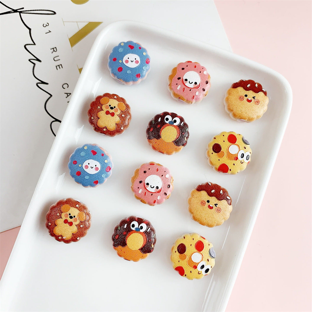 Cute 16mm Acrylic Double-Sided Printed Cookie Round Beads 20pcs 5