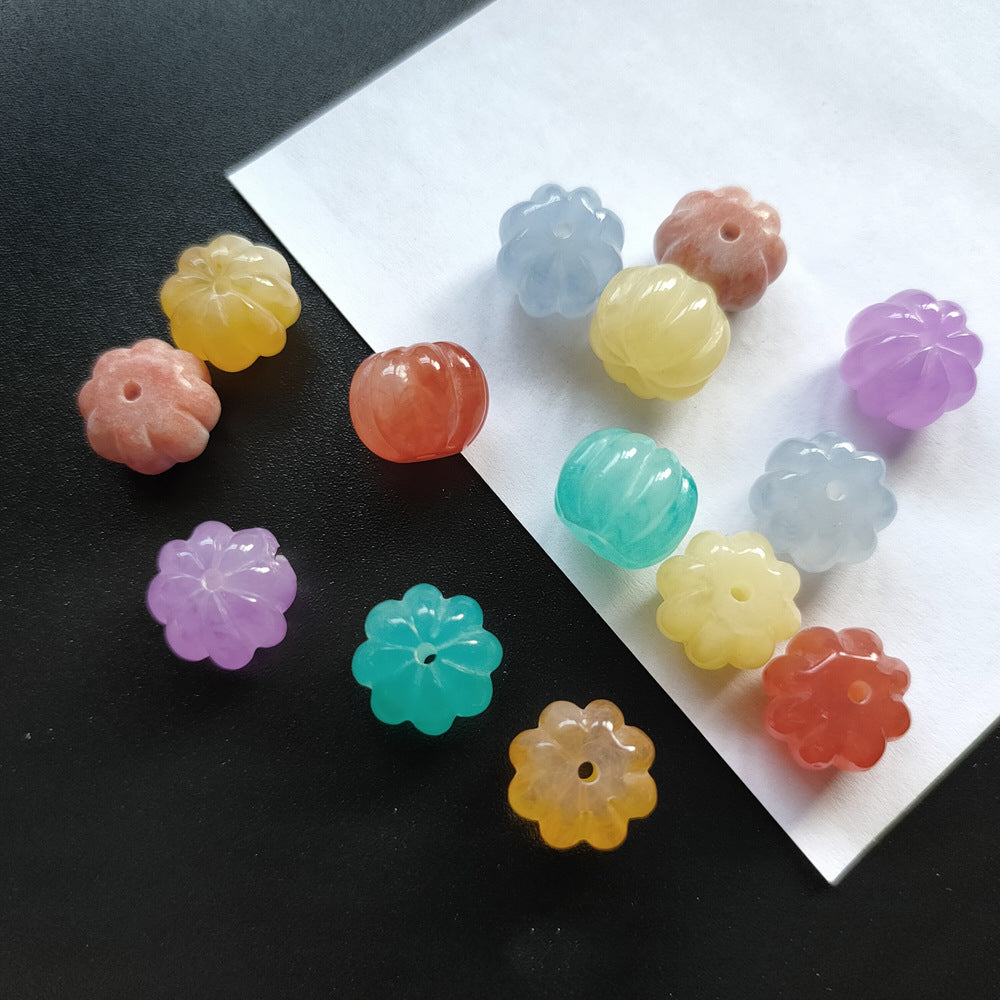 Vintage Pumpkin Shape Resin Beads 12mm Imitation Natural Stone 20pcs
