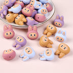 Silicone 3D Focal Beads Bunny Faces Multi Color 20pcs