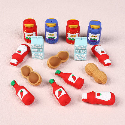 Silicone 3D Focal Beads Jam Bottle Mini Jars Bright Colors 20pcs 2
