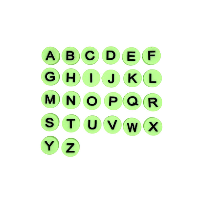 15mm Silicone Letter Beads Flat 7 Color Alphabet Mix A-Z 26pcs