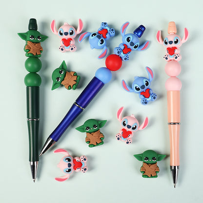 Silicone 3D Focal Beads Love Stitch Holding Heart with Yoda Robes 20pcs 7