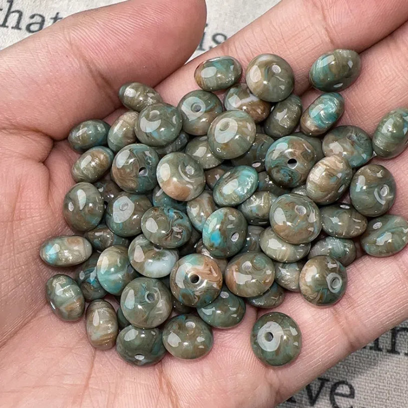Resin Spacer Beads 10mm Imitation Oil Painting 100pcs 4