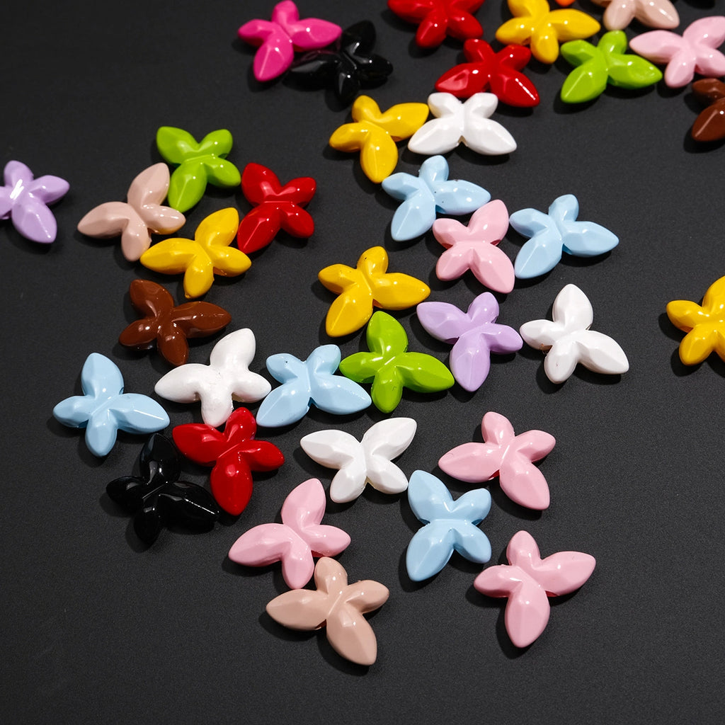 Baking Painted Faceted Butterfly Acrylic Beads 10mm Glossy Rainbow 50pcs 2