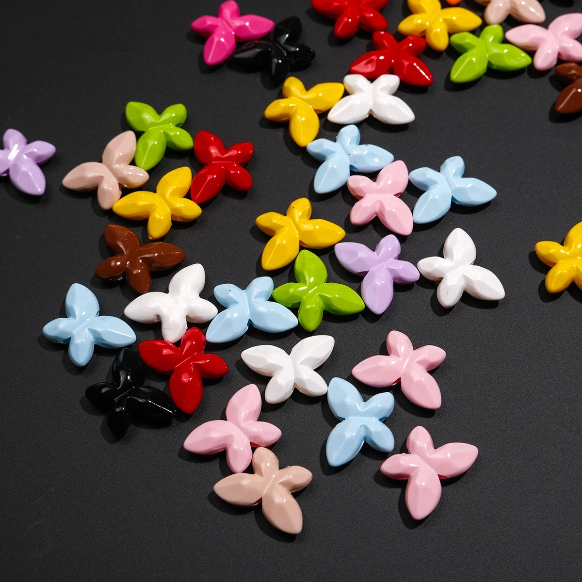Baking Painted Faceted Butterfly Acrylic Beads 10mm Glossy Rainbow 50pcs 2