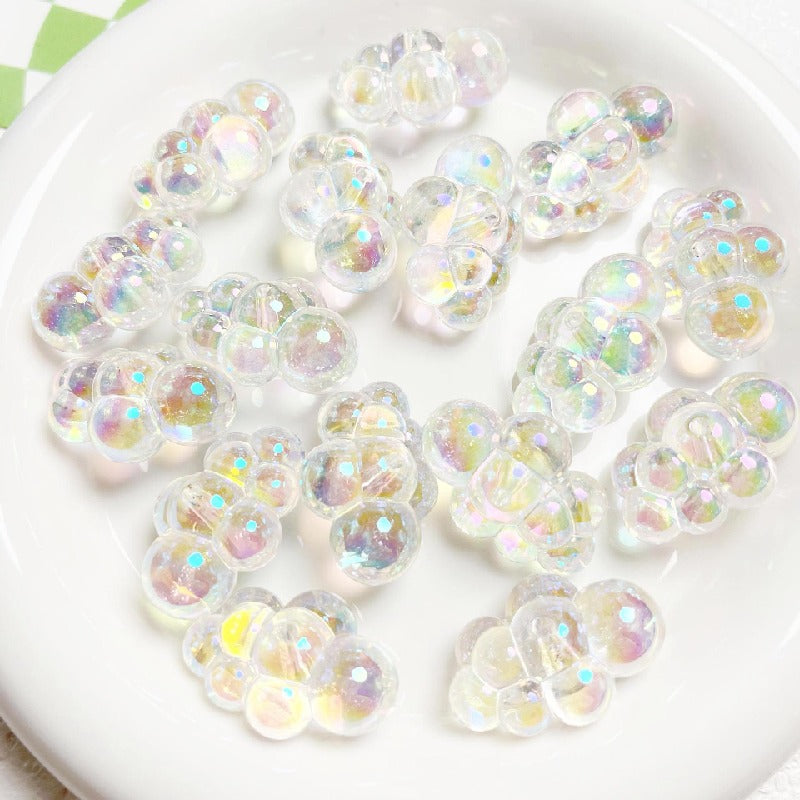 UV Finish Cloud Acrylic Beads 22x32mm Transparent Pastel 10pcs 11