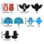 3D Bird Silicone Focal Beads Owl Peacock Cute Animal Charms 20pcs