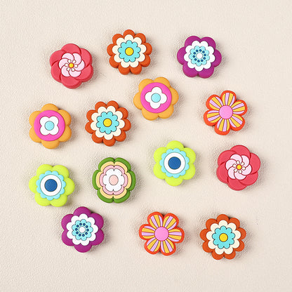 Silicone Focal Beads Bohemian Seven Flowers Layered Petal Design 20pcs 5