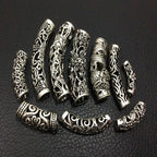 Tibetan Tube Metal Beads 9mm 26mm Antique Silver Pattern Zinc Alloy 50pcs 4