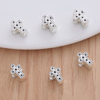 Cross Metal Beads 10mm Polka Dotted Large Hole Vintage Silver Tone 50pcs 2