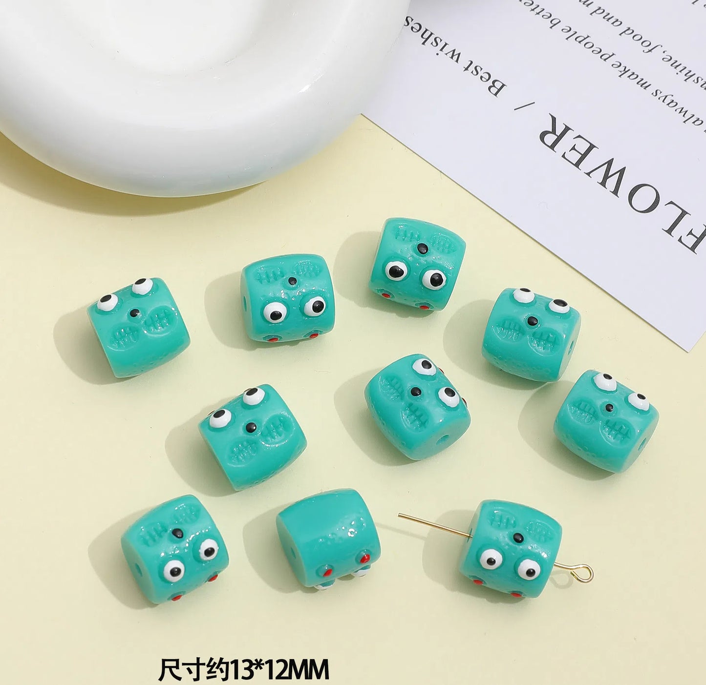Monster Resin Barrel Beads 13mm Glossy 2pcs 6