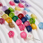 Painted Button Acrylic Beads 12mm Glossy Baked Paint 50pcs