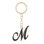 Metal Fashion Letter Keychain Black and Gold Script Design 17