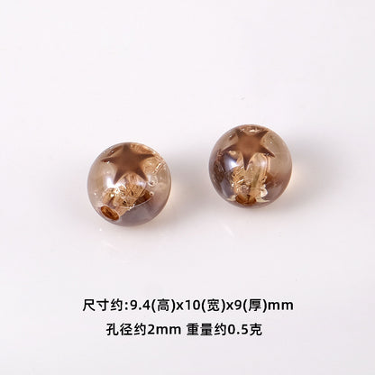 Star Pattern 10mm Acrylic Round Beads Shiny Surface 20pcs 12