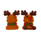 Silicone 3D Focal Beads Christmas Reindeer Bright Red Nose Festive Scarf