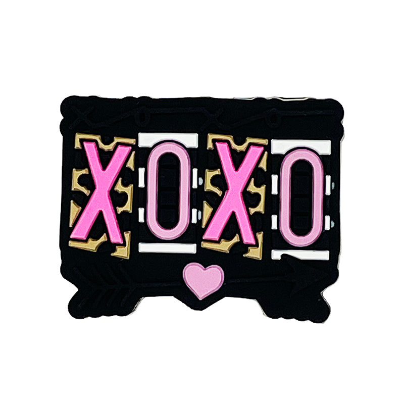 Silicone Focal Beads XOXO Bold Pink Pastel Letters Gold Arrow Heart 20pcs