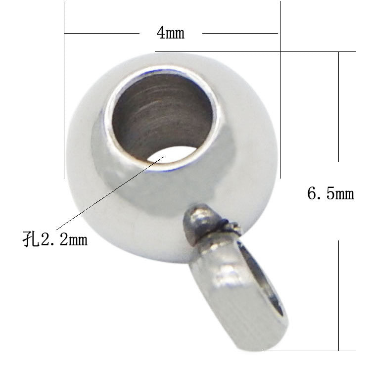 Stainless Steel Round Crimp Metal Beads 6.5-13mm Large Hole 20pcs 6