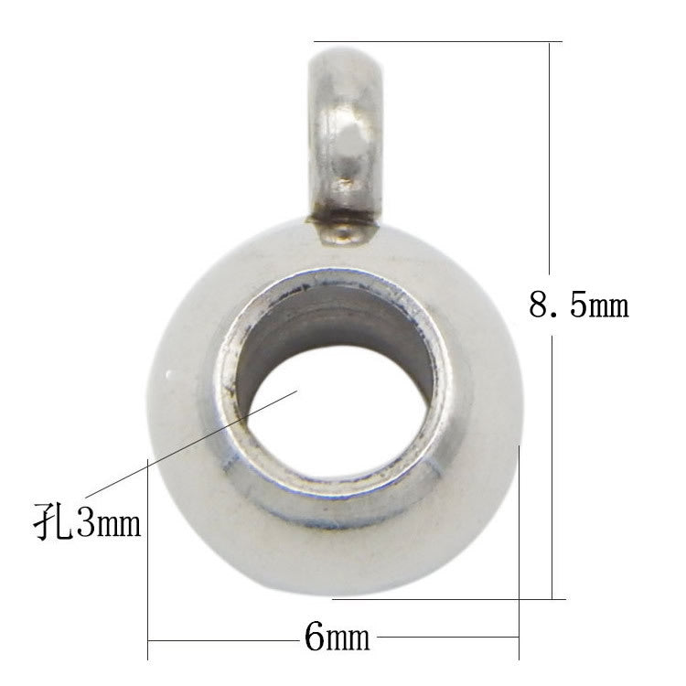 Stainless Steel Round Crimp Metal Beads 6.5-13mm Large Hole 20pcs 8