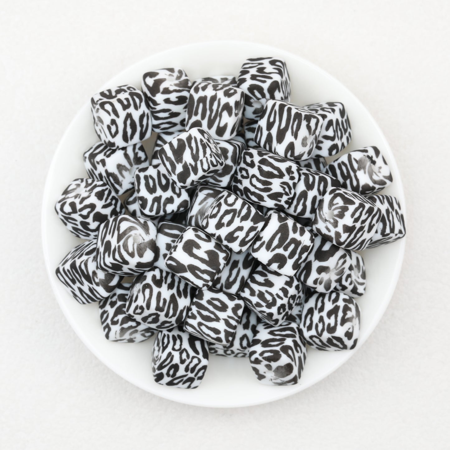 13.5mm Square Leopard Print Silicone Beads 50pcs 5