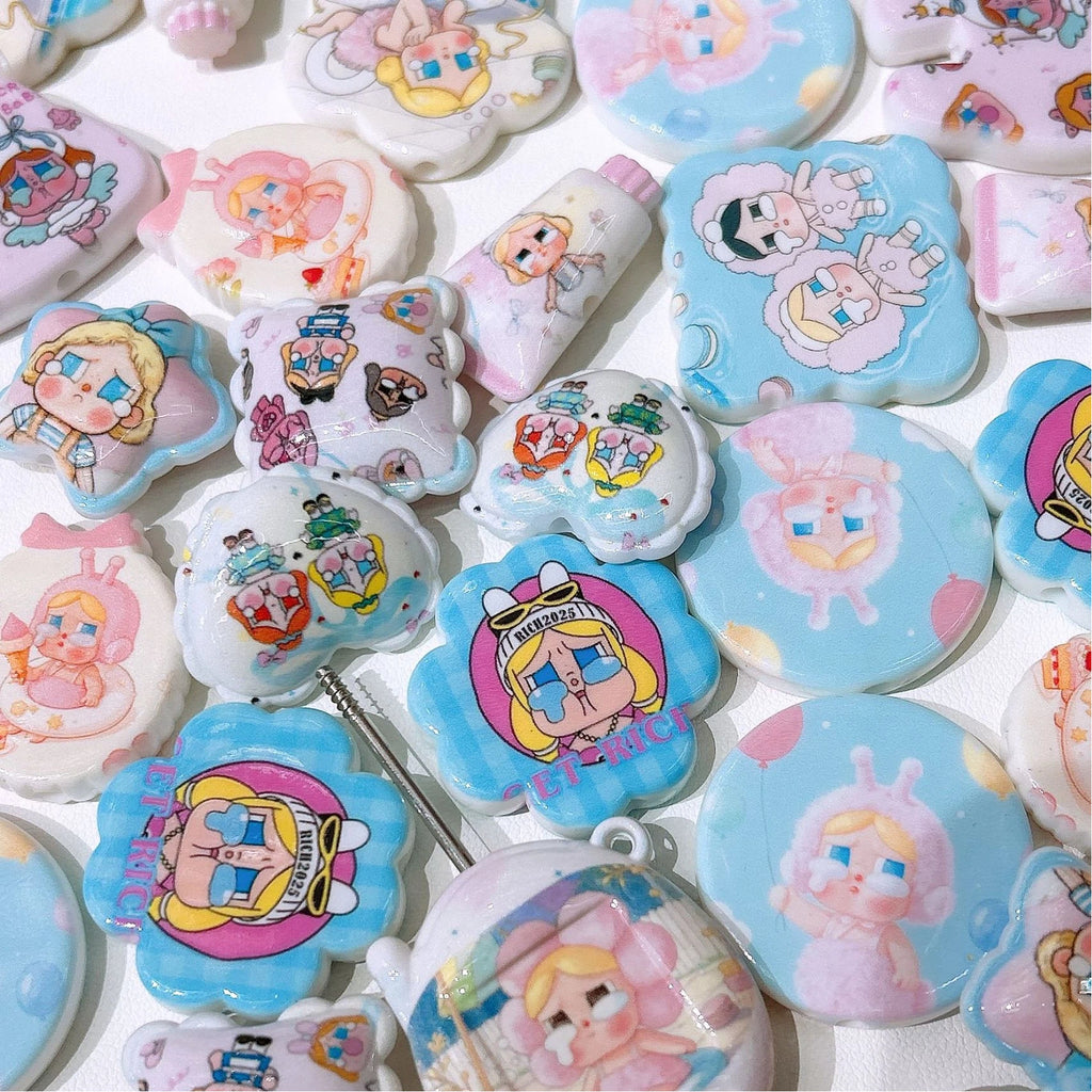 Mixed Shape Acrylic Beads Crybabe Design 50pcs 3