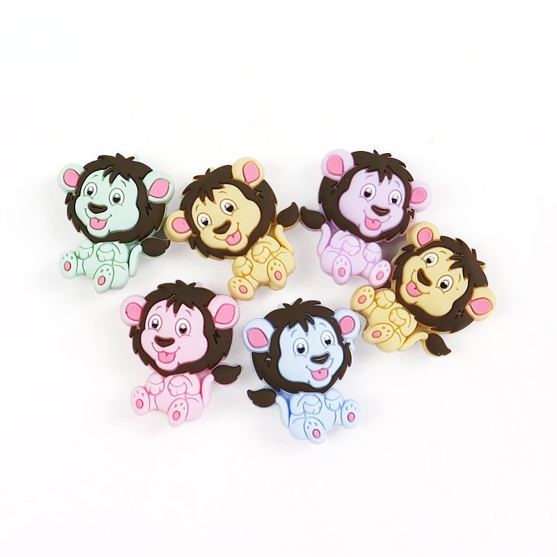 Silicone Focal Beads Animal Lion Cub Sitting Pose 10pcs 3
