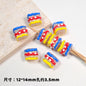 Hand Painted Square Acrylic Beads 12-14mm Colorful Enamel 10pcs 9