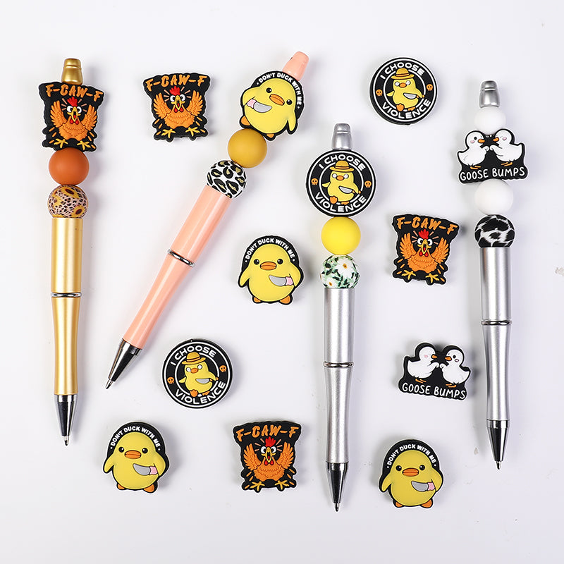 Cute Alphabet Chick Duck Silicone Focal Beads 20pcs 6