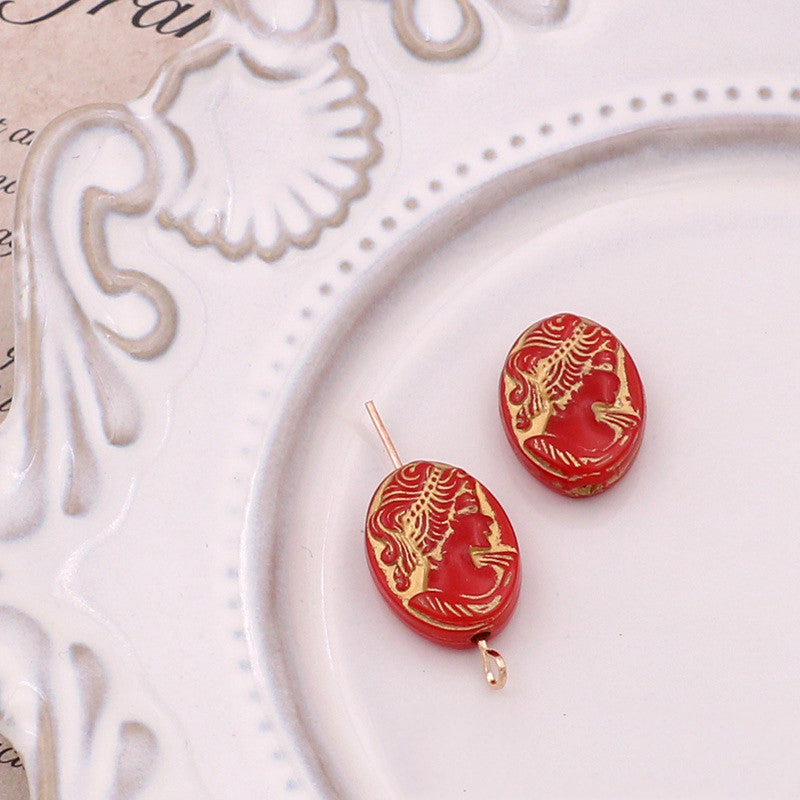Gilded Beauty Avatar Acrylic Beads 18mm Artistic Vintage 30pcs 14