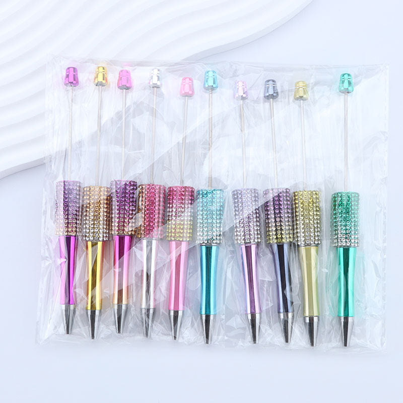 Beadable Pen with Rhinestone Grip and Decorative Cap Multiple Colors 6