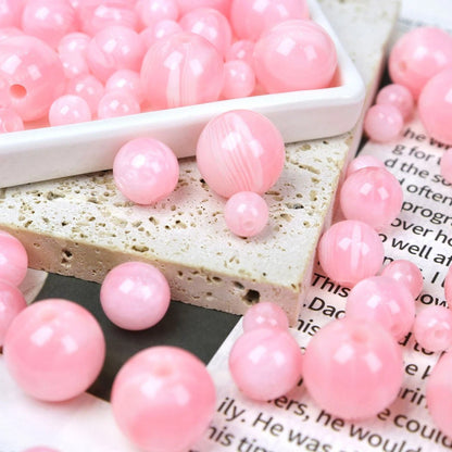 Monet Oil Painting Style Round Resin Beads 8mm 100pcs 8