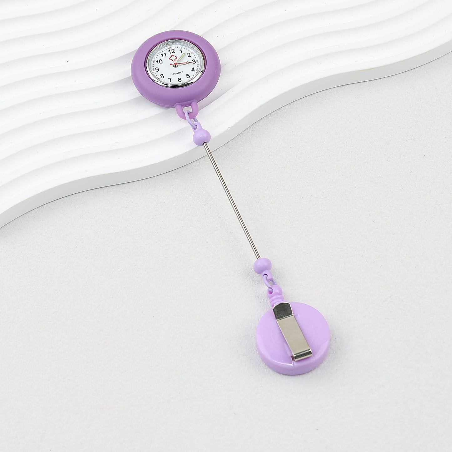 Beadable Retractable Badge Reel Watch Glow In The Dark Silicone Case Easy Pull Buckle - candy purple
