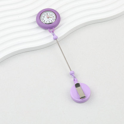 Beadable Retractable Badge Reel Watch Glow In The Dark Silicone Case Easy Pull Buckle - candy purple