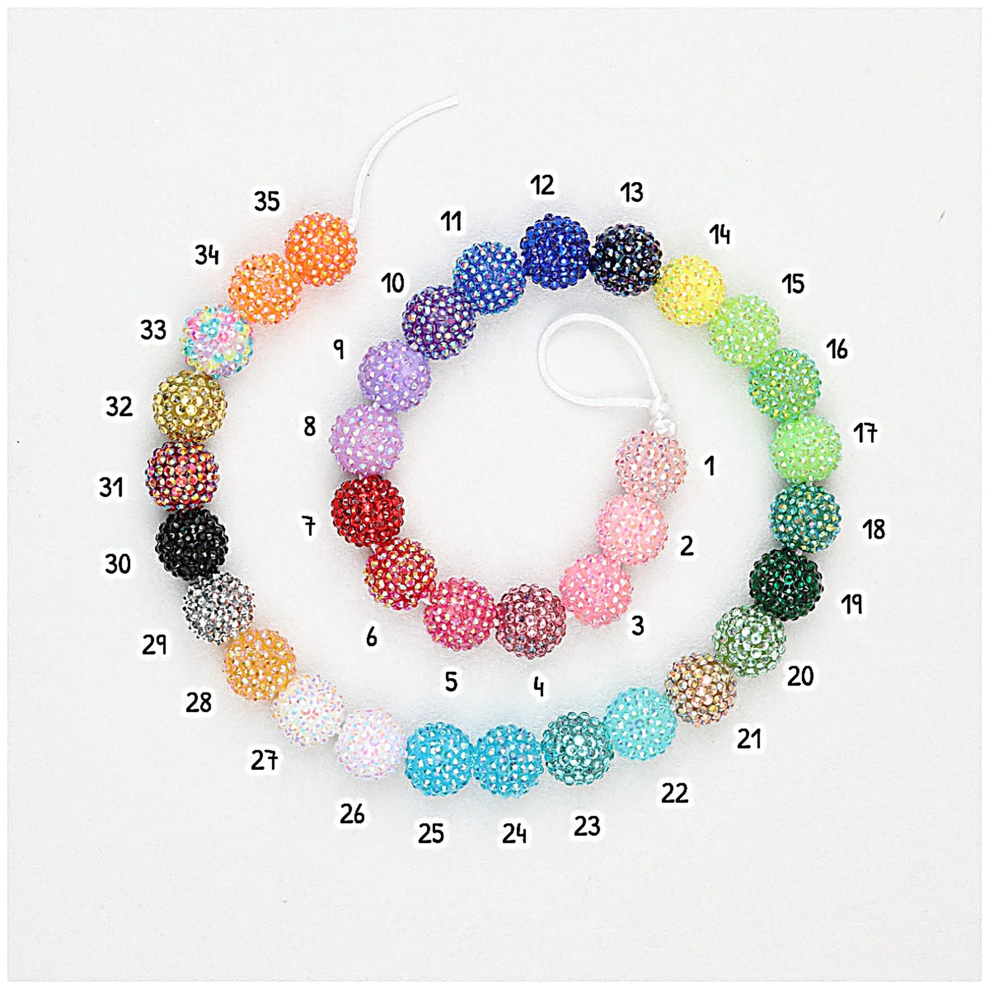 Multicolor Round Rhinestone Beads 20mm Sparkle Shine 50pcs - 1