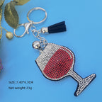 Diamond Wine Glass Keychain Red Crystal Zinc Alloy Sparkling Charm 5