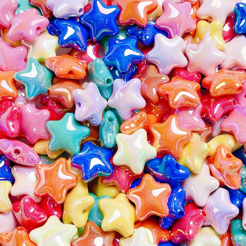Opaque Star Acrylic Beads 22mm Glossy Colorful 10pcs 2