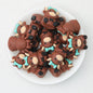 3D Cow Shape Silicone Focal Beads with Bow Pink and Blue 20pcs - Blue