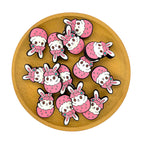 Silicone Focal Beads Easter Pink Rabbit Pastel Cracked Eggshell 2